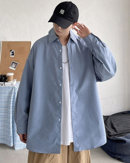 Męska koszula gładka o kroju oversize