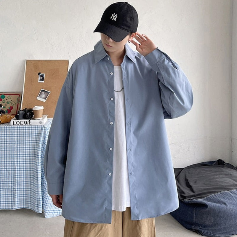 Męska koszula gładka o kroju oversize