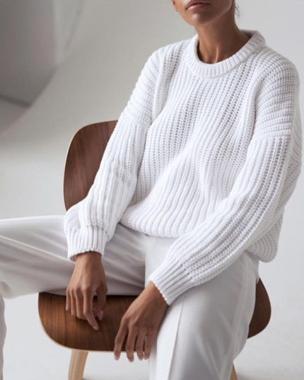 Damski sweter dziergany o kroju oversize