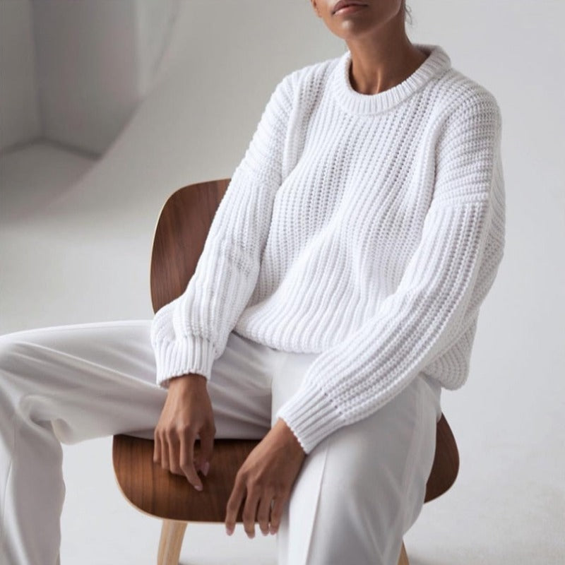 Damski sweter dziergany o kroju oversize