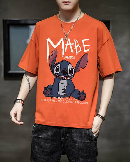 Męski T-shirt kreskówkowym motywem