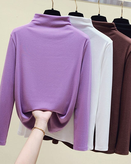 Damska koszulka z długim rękawem i golfem