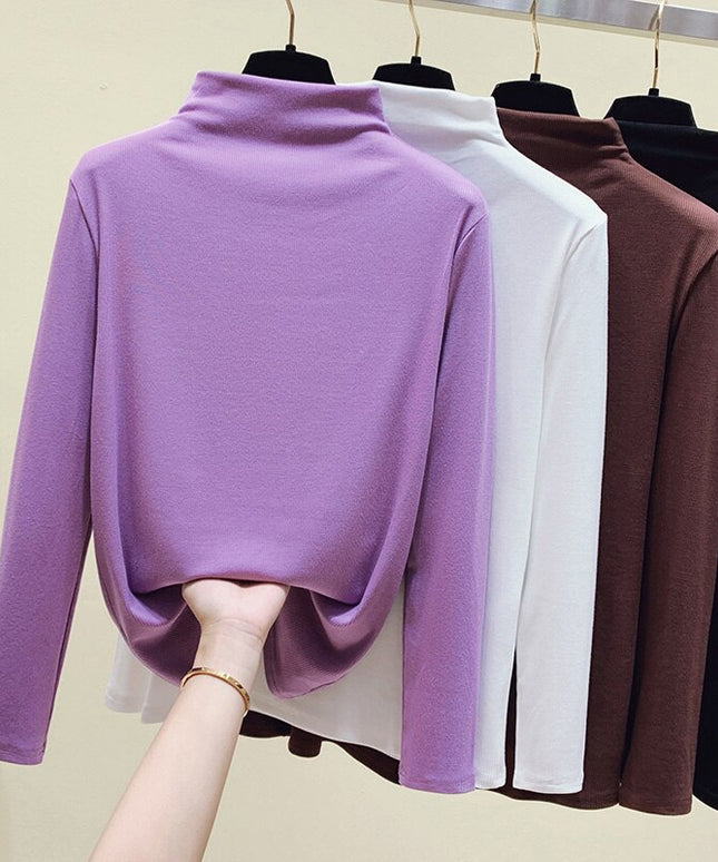 Damska koszulka z długim rękawem i golfem