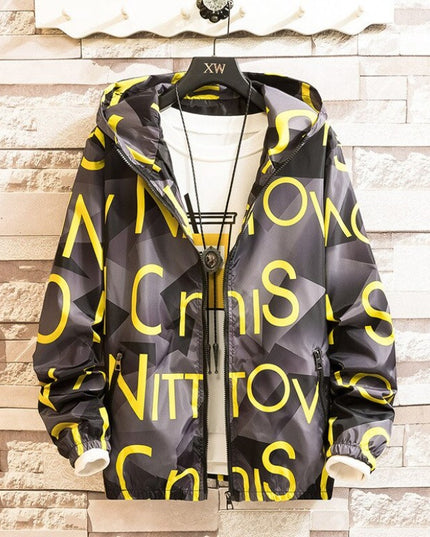 Męska kurtka przejściowa oversize z kapturem i napisami