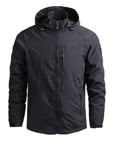 Męska kurtka przejściowa przeciwdeszczowa z kapturem