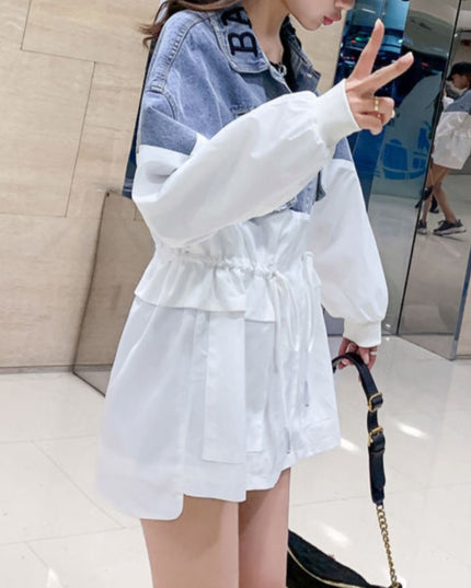 Damska kurtka jeansowa dwukolorowa oversize