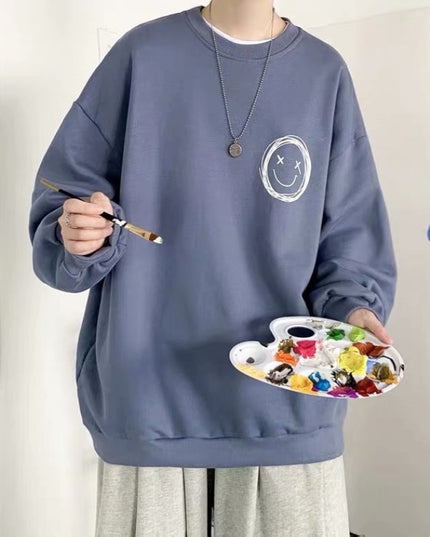 Męska bluza oversize bez kaptura z nadrukiem