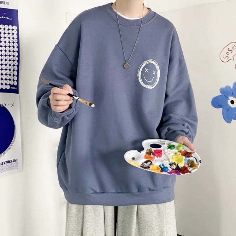 Męska bluza oversize bez kaptura z nadrukiem