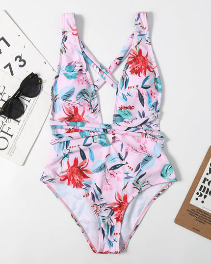 Jednoczęściowy strój kąpielowy monokini z paskiem w talii