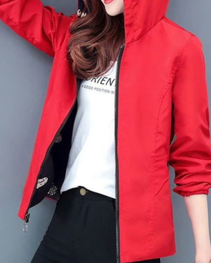 Damska kurtka przejściowa przeciwdeszczowa z kapturem
