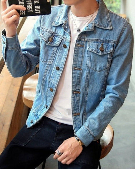 Męska kurtka jeansowa klasyczna o prostym kroju