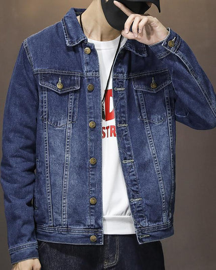 Męska kurtka jeansowa z kontrastowymi przeszyciami