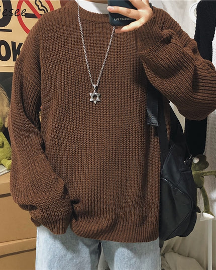 Męski sweter oversize z dekoltem w łódkę