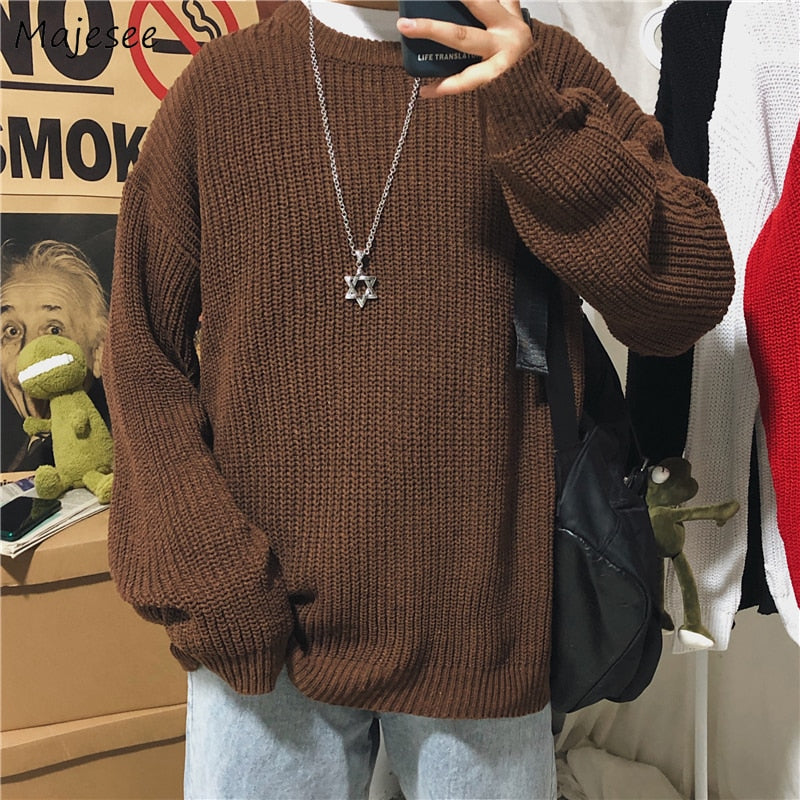 Męski sweter oversize z dekoltem w łódkę