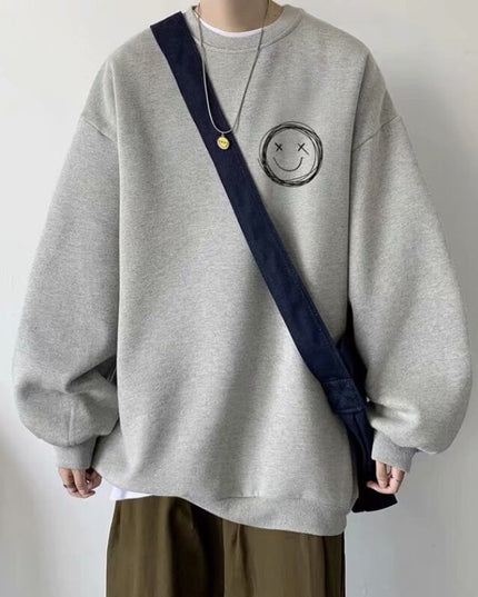 Męska bluza oversize bez kaptura z nadrukiem