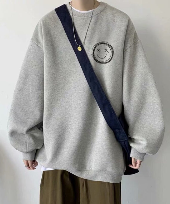 Męska bluza oversize bez kaptura z nadrukiem