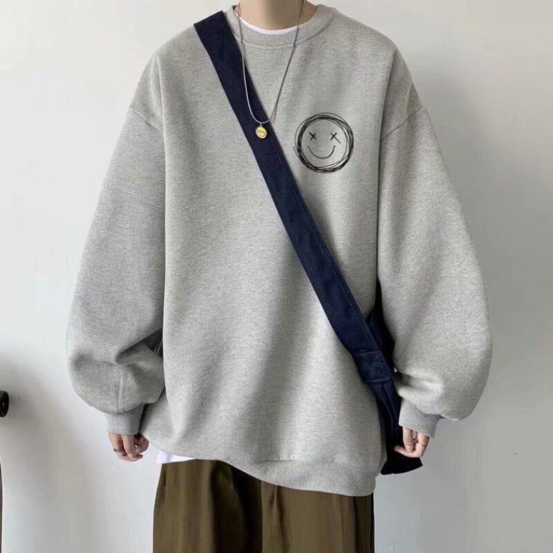 Męska bluza oversize bez kaptura z nadrukiem
