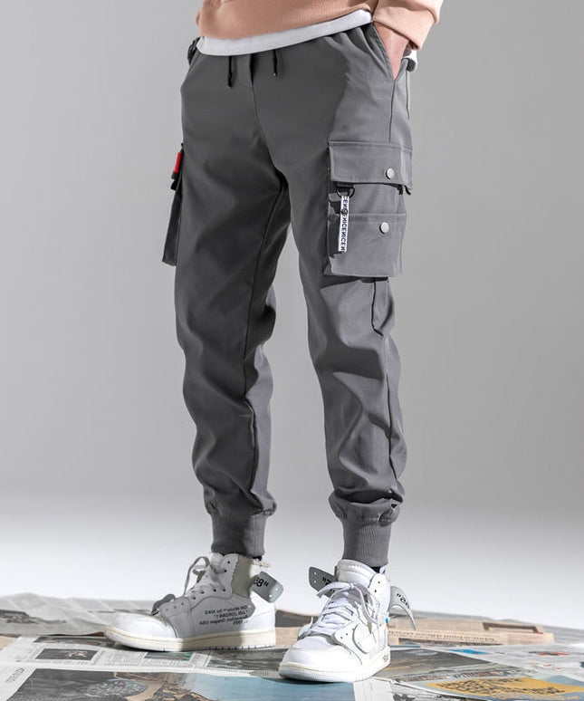 Męskie spodnie cargo ze ściągaczami