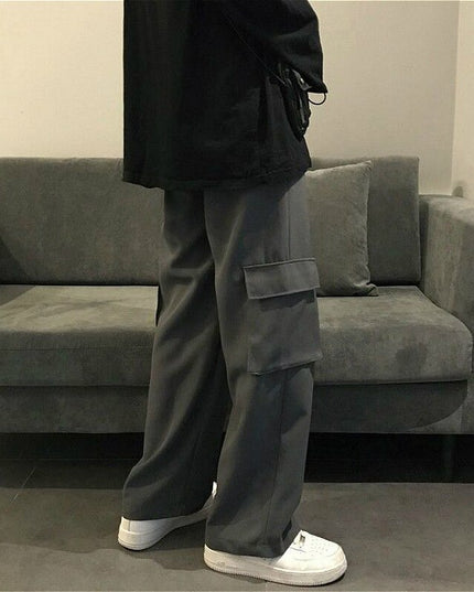 Damskie spodnie cargo z szerokimi nogawkami