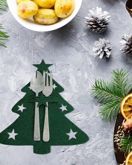 Świąteczne pokrowce na sztućce w kształcie choinki (4szt)