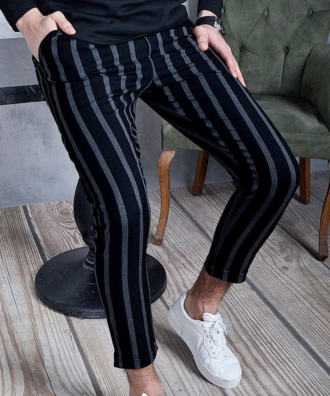 Męskie spodnie chinosy we wzór w paski