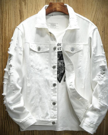 Męska kurtka jeansowa klasyczna z przetarciami