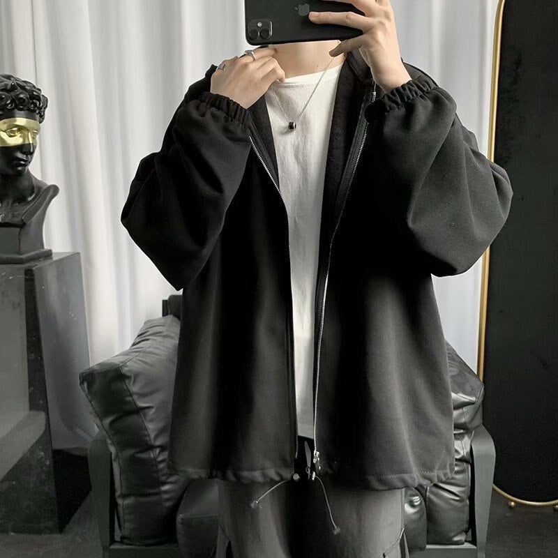Męska bluza oversize z kapturem zapinana na suwak