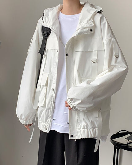 Męska kurtka przejściowa luźna z kapturem