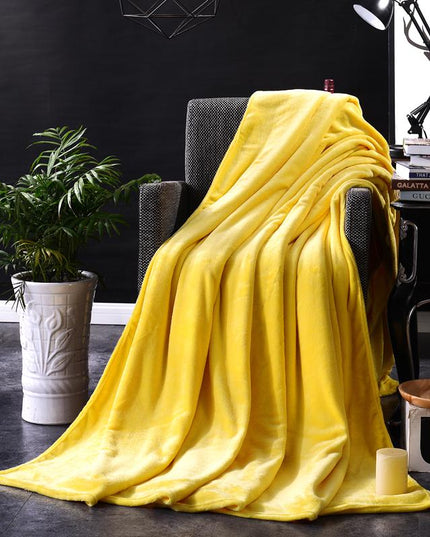 Koc flanelowy ciepły w żółtym kolorze