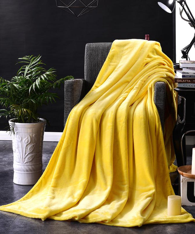 Koc flanelowy ciepły w żółtym kolorze