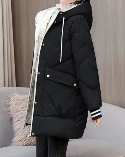 Damska kurtka klasyczna zimowa z kapturem