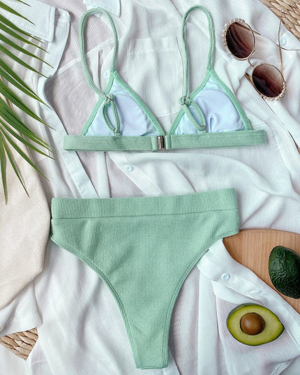 Damski dwuczęściowy strój kąpielowy bikini z wysokim stanem