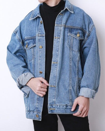 Męska kurtka jeansowa klasyczna luźny krój