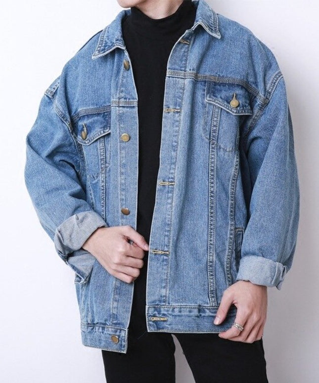 Męska kurtka jeansowa klasyczna luźny krój