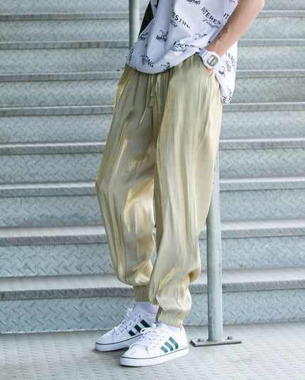 Męskie spodnie treningowe z połyskującej tkaniny