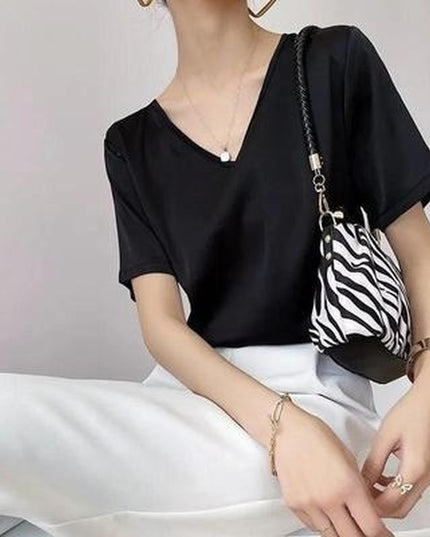 Damski T-shirt z satynowej tkaniny