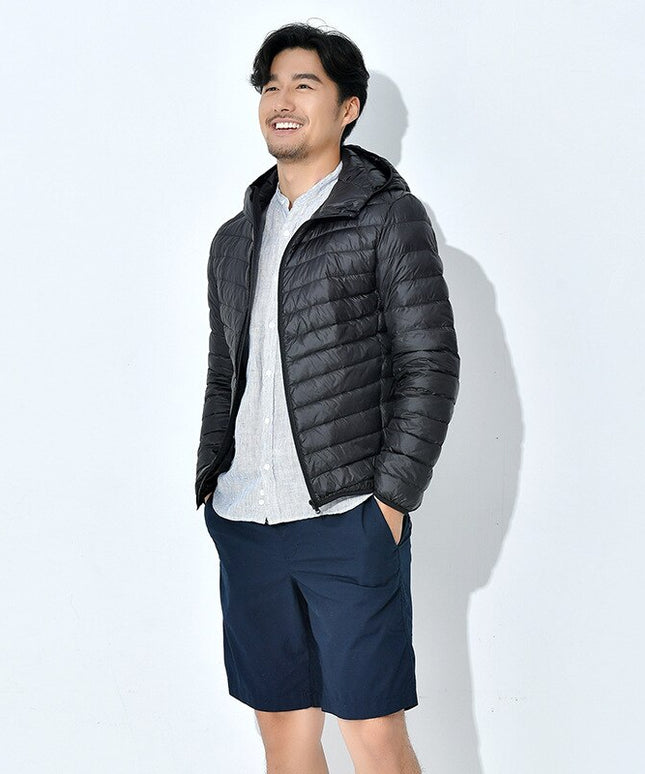 Męska kurtka zimowa pikowana z kapturem