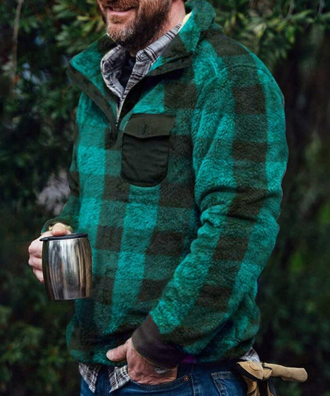 Męska bluza polarowa w kratkę