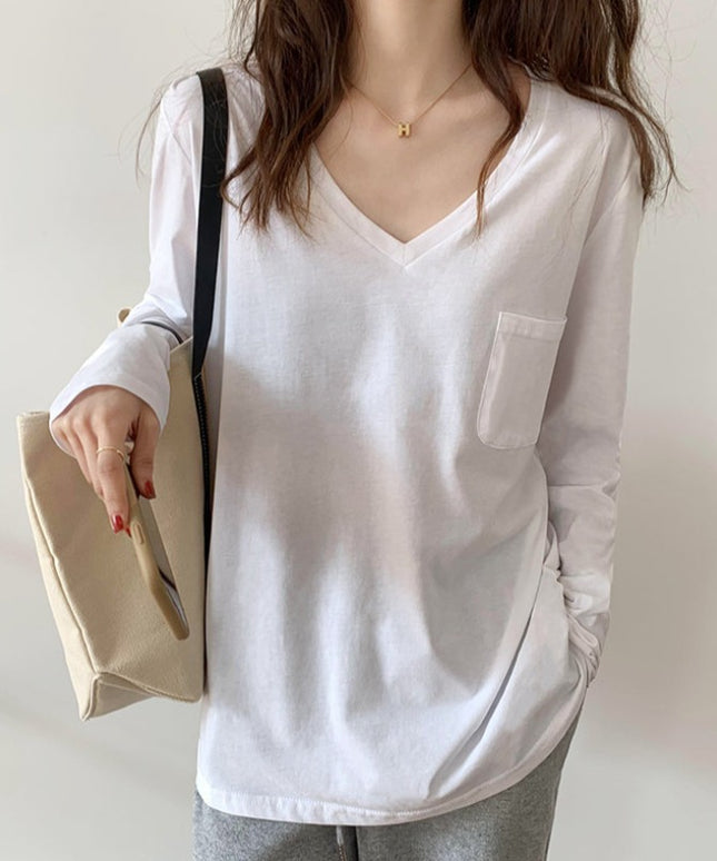 Damska koszulka z długim rękawem z kieszonką