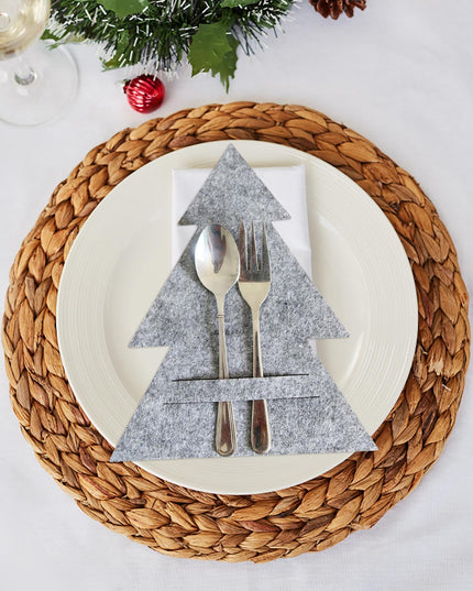 Świąteczne pokrowce na sztućce z filcu o kształcie choinki (4szt)