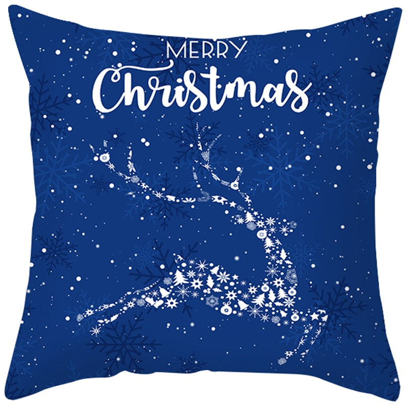 Świąteczna poszewka na poduszkę z reniferem i napisem Merry Christmas