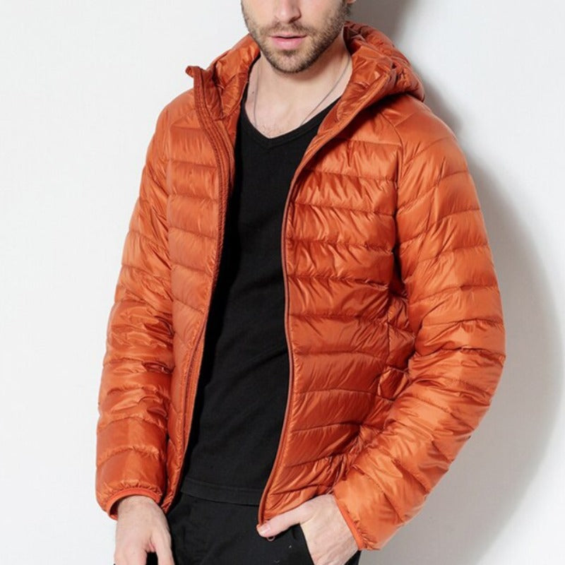 Męska kurtka zimowa pikowana z kapturem