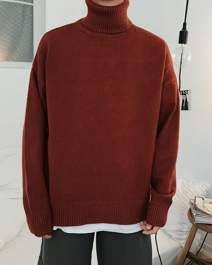 Męski sweter typu golf o luźnym fasonie