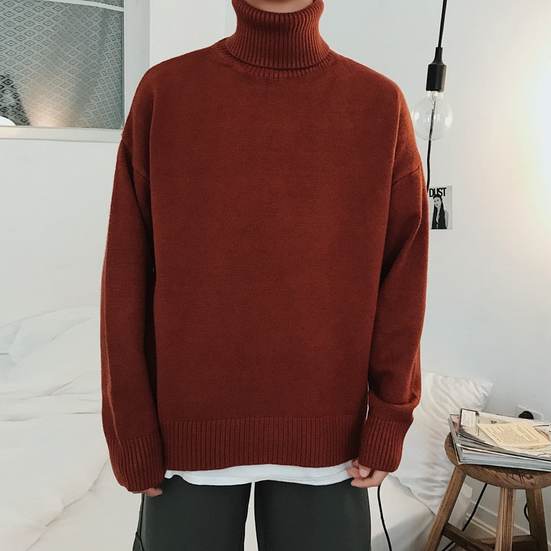 Męski sweter typu golf o luźnym fasonie