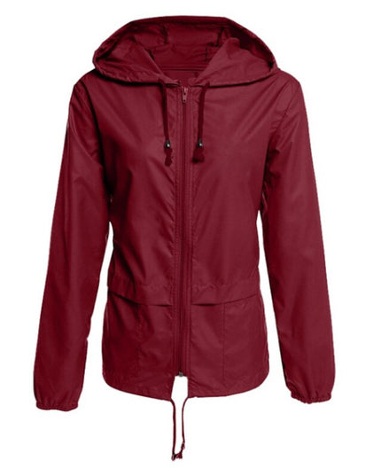 Damska kurtka przejściowa przeciwdeszczowa z kapturem