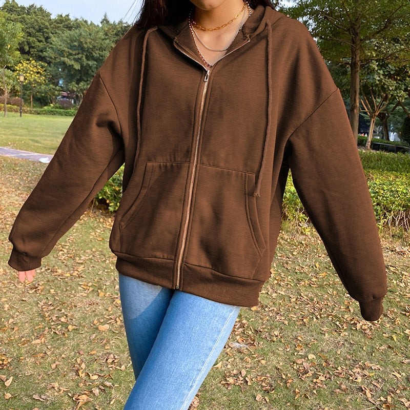 Damska bluza oversize z kapturem rozpinana