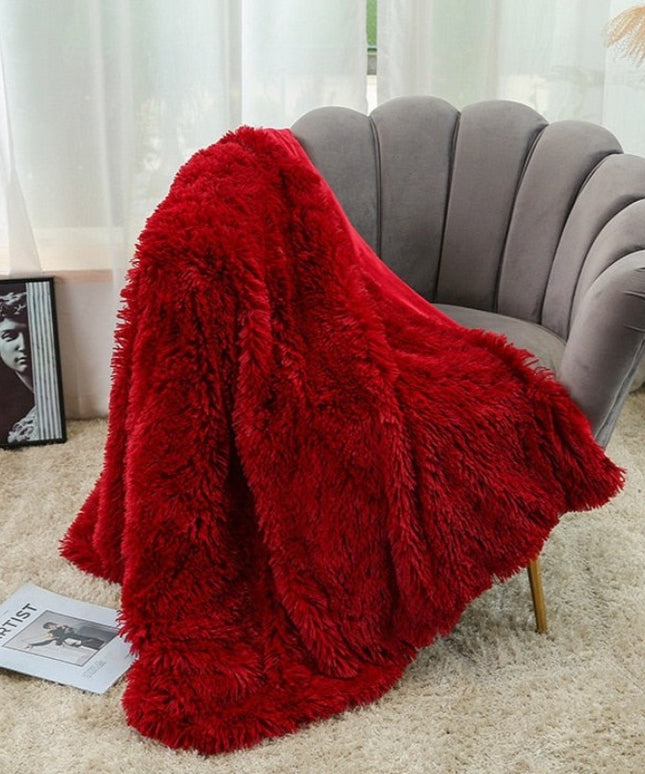 Miękki koc z długim włosiem