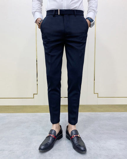 Męskie spodnie eleganckie chinosy z ozdobnym paskiem