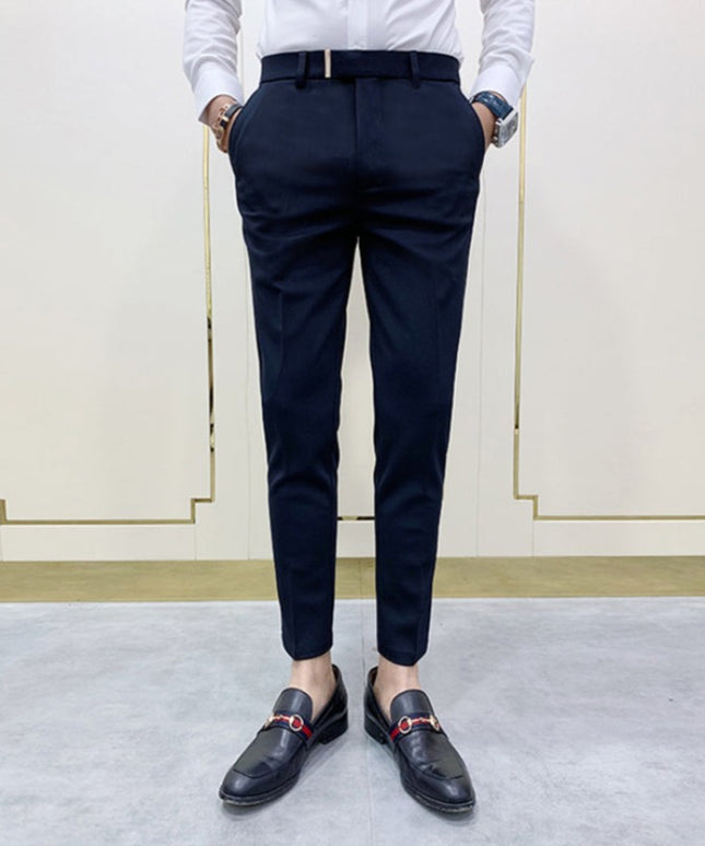 Męskie spodnie eleganckie chinosy z ozdobnym paskiem