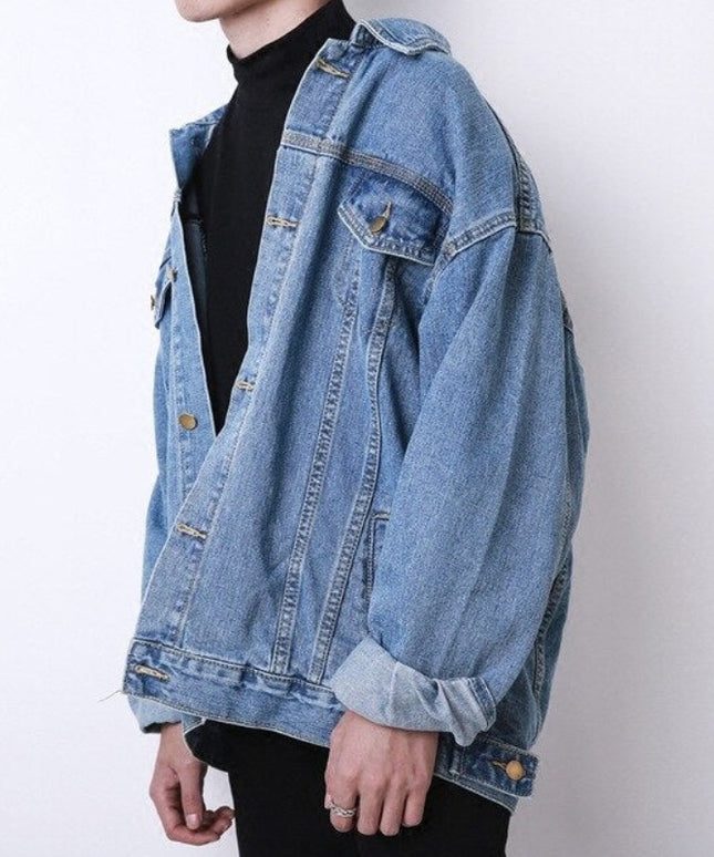 Męska kurtka jeansowa klasyczna luźny krój